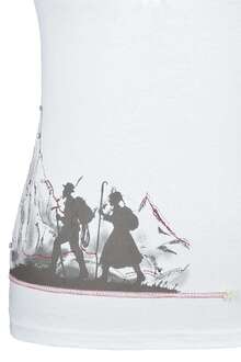 T-Shirt mit Glassteinen und Raffung wei-rot