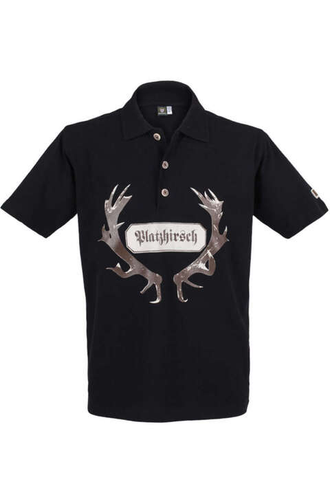 Poloshirt 'Platzhirsch' schwarz