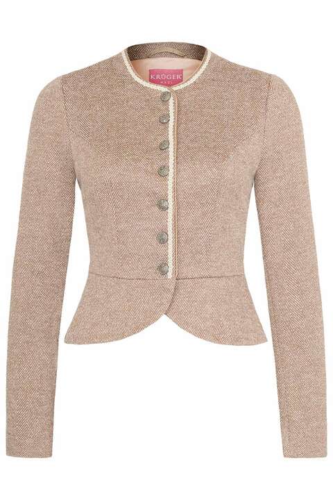 Trachtenblazer mit Fischgrtenmuster beige