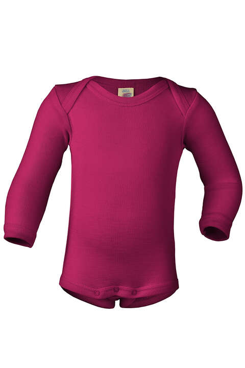 Babybody aus Wolle/Seide langarm pink