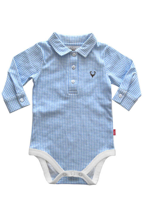 Jungen Baby Body Vichy Karo langarm hellblau