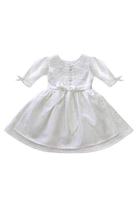 Babydirndl Taufkleid mit Lochstickerei wei