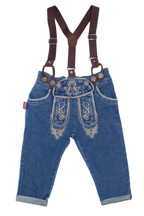 Baby Jeans lang Lederhosenstyle blau