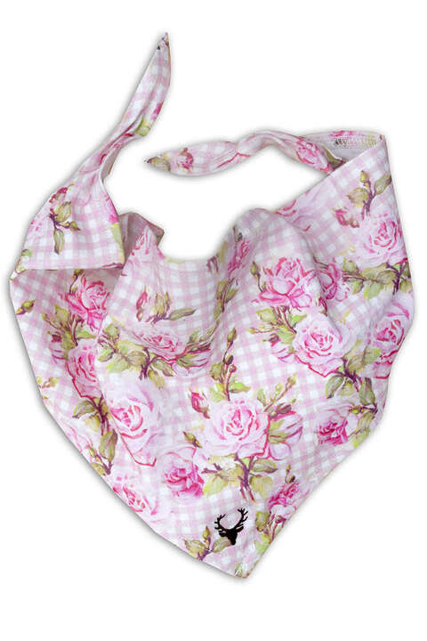 Mädchen Trachten Kopftuch Halstuch mit Rosenprint rosa