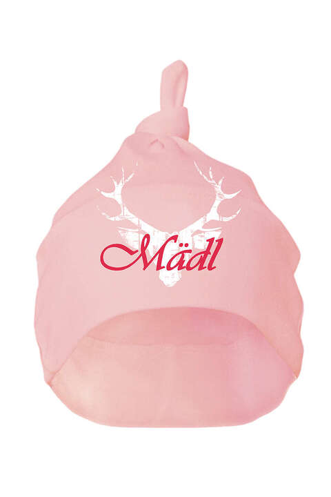 Knoten- Mütze mit Hirsch Mädl rosa