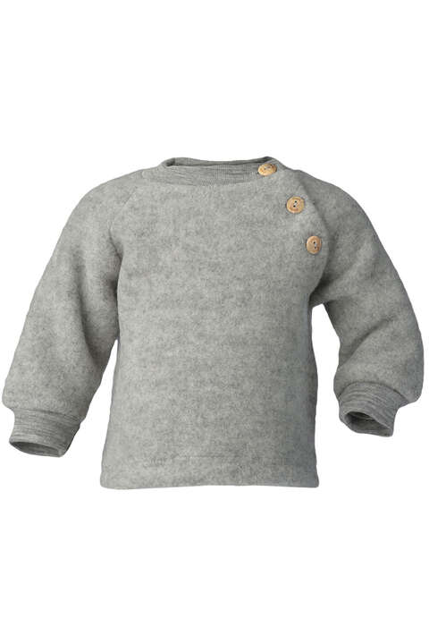 Baby-Pullover mit seitlichen Knpfen aus Bio Schurwollfleece hellgrau