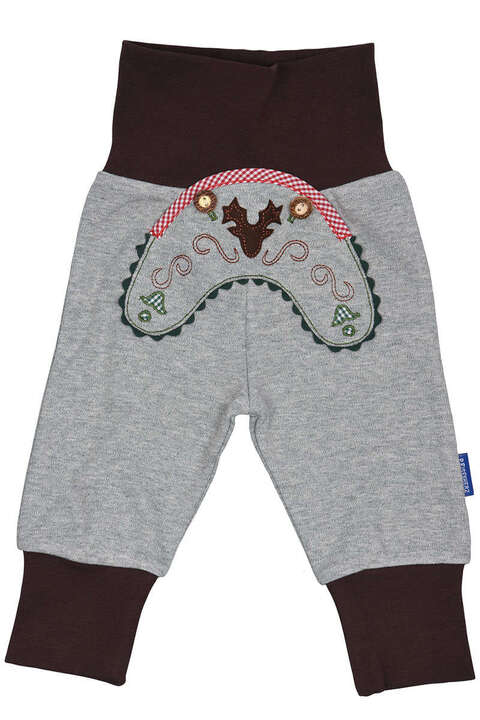 Baby Schlupfhose im Lederhosenstil grau