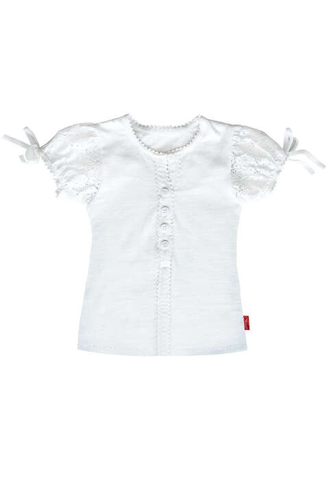 Mädchen Blusen-Shirt mit kurzen Puffärmeln weiß