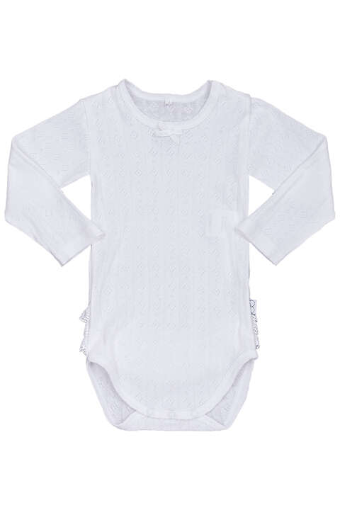 Babybody Langarm Rschen weiss