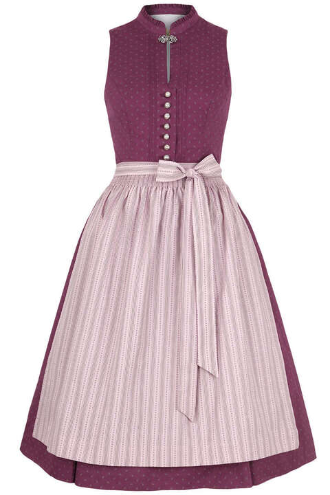 Waschdirndl Stretch hochgeschlossen aubergine