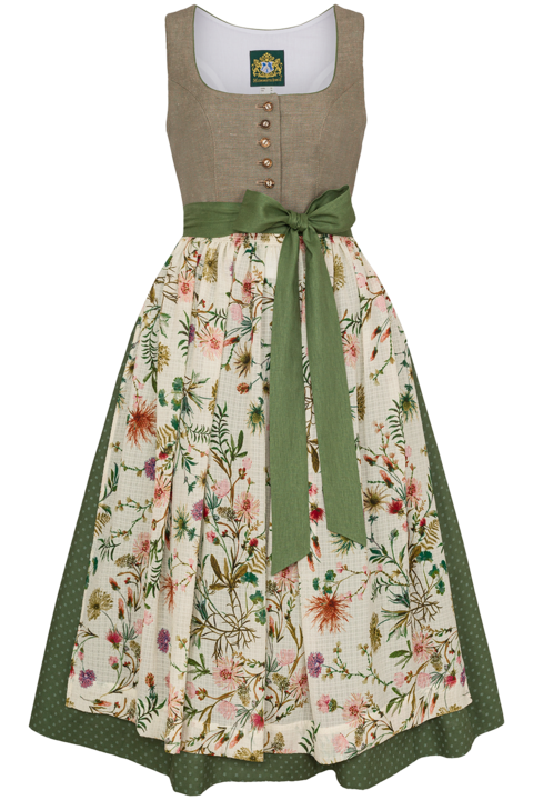 Leinendirndl Blumenprint gemustert lang grn