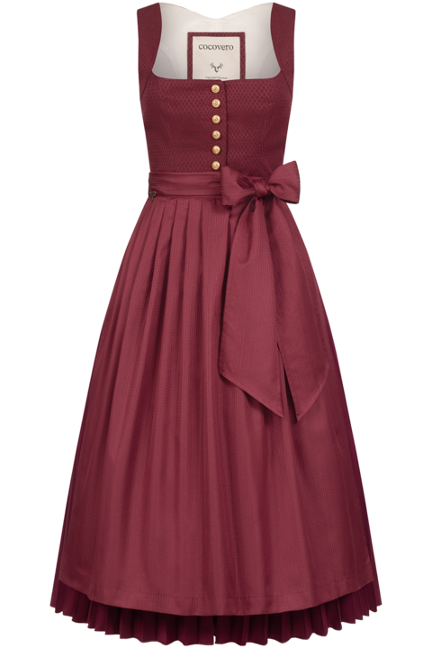 Midi-Dirndl mit Pliseerock bordeaux-rot