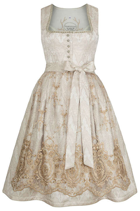 Midi-Dirndl mit transparenter Schrze creme