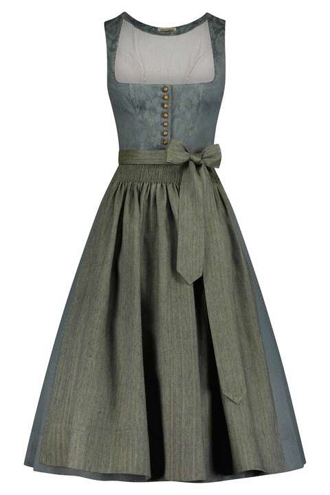 Stretchdirndl Goldfarbene Knpfe agave