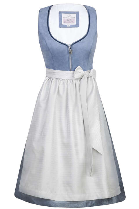 Dirndl Midi Veganes Wildleder taubenblau