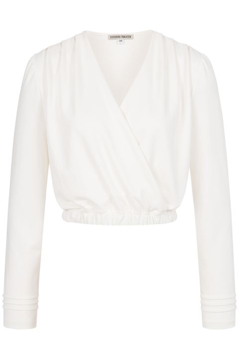 Dirndlbluse V-Ausschnitt in Wickeloptik white