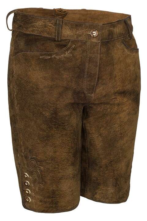 Damen Lederhose Bermuda mandel natur