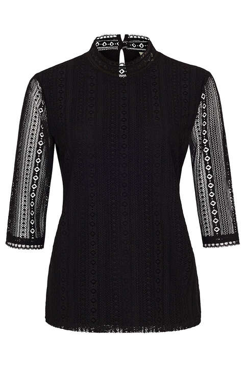 Damen Bluse Spitze schwarz