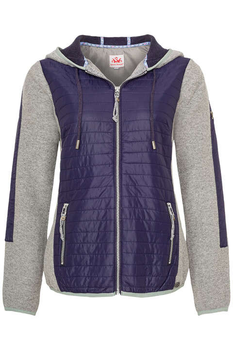 Damen-Outdoor-Jacke mit Kapuze dunkelblau grau