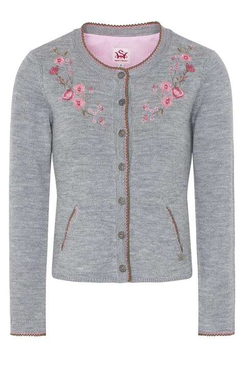 Damen Trachten Strickjacke hellgrau
