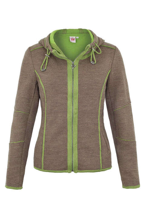 Damen Sweatjacke mit Kapuze 'Hoamatgefhl' braun grn