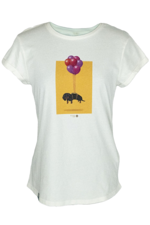 Damen T-Shirt 'Dackel Express' gelb