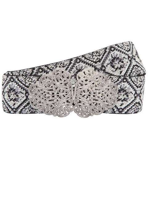 Damen Trachtengrtel Stretch grau silber