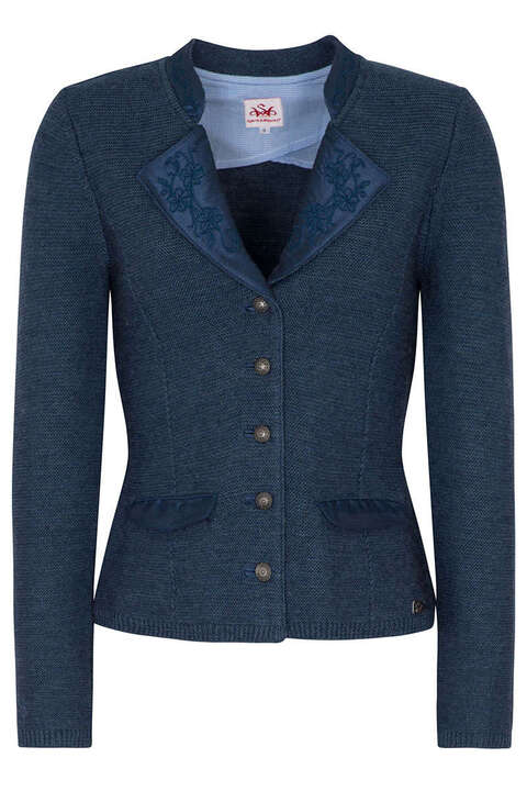 Damen Trachten Strickblazer jeansblau