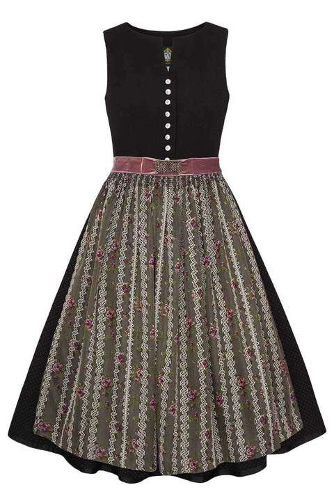 Stretch Midi Dirndl hochgeschlossen schwarz