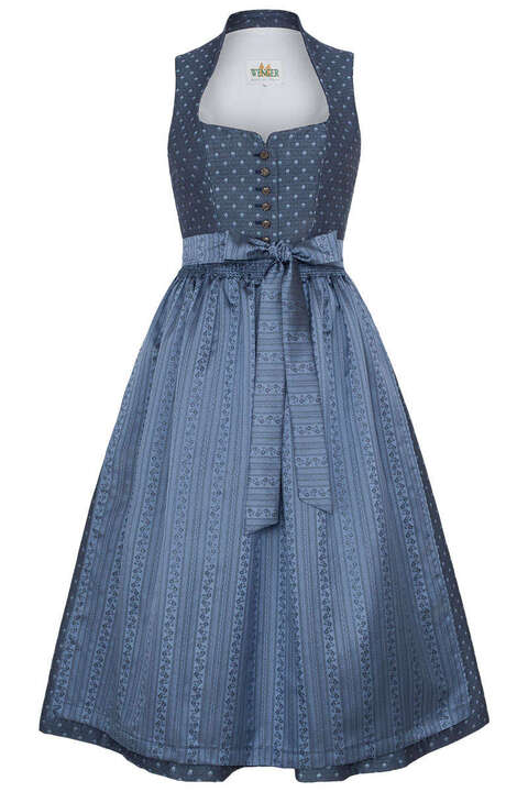 Dirndl lang mit Schneewittchenkragen blau