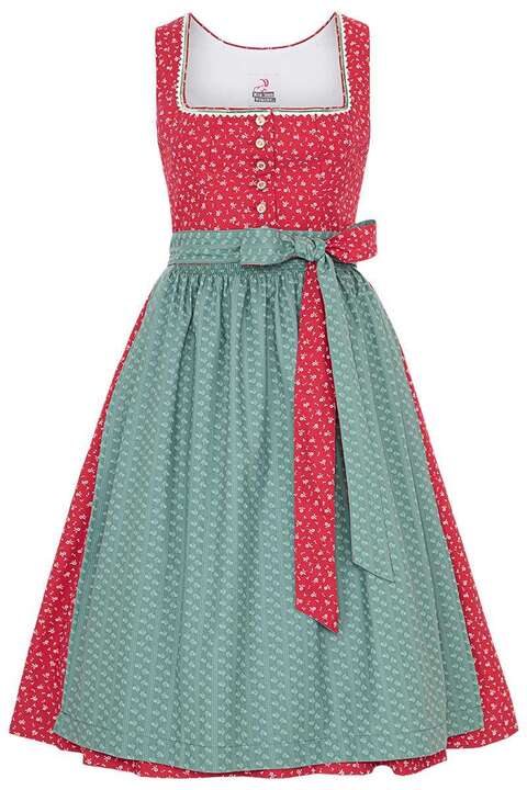 Damen Dirndl Barbara rot gruen