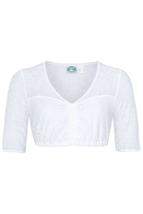 Spitzen-Dirndlbluse mit V-Ausschnitt wei
