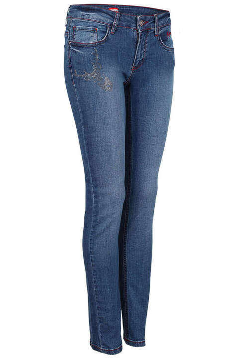 Damen Trachten-Jeans mit Strass-Applikationen