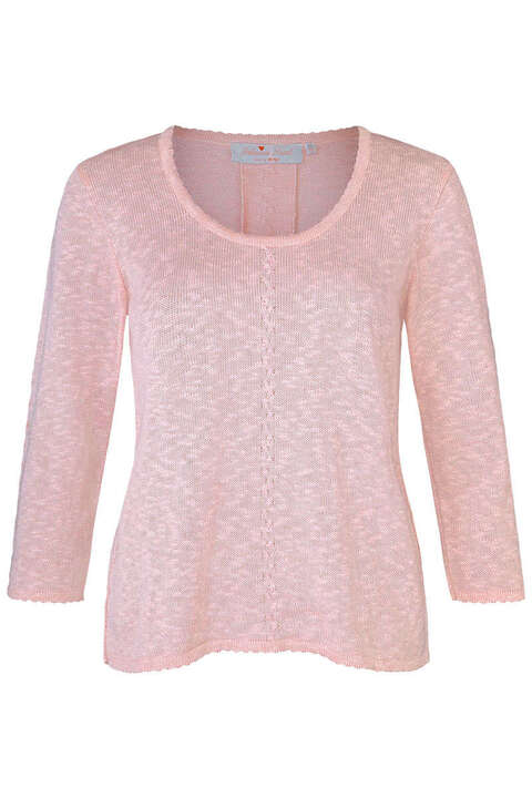 Trachten Pullover mit Zopfmuster und Falte rosa