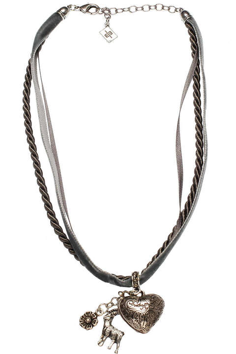 Trachten-Collier mit Samtband dolphin-grau