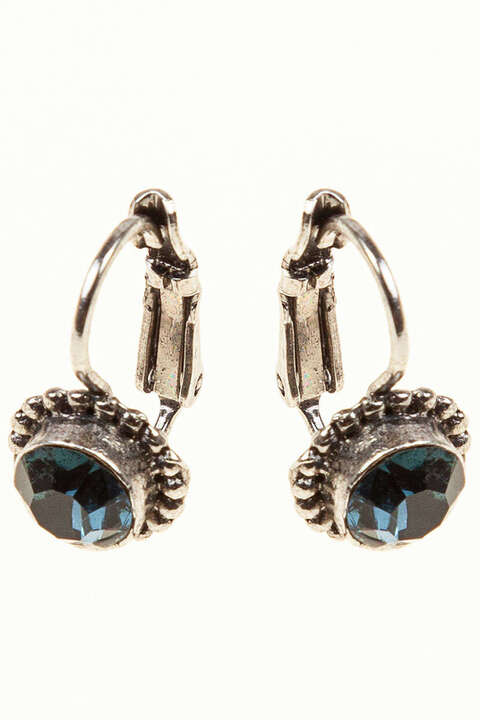 Trachten Ohrhnger mit Strass altsilber Montana-blau