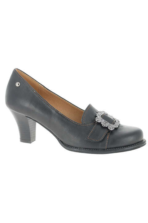 Trachtenpumps Trachtenschuh mit Brosche schwarz
