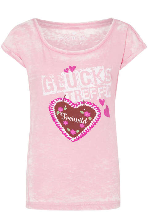 Damen Trachten T-Shirt Glckstreffer rosa