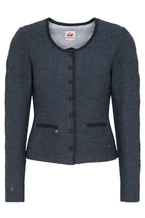 Damen Trachten Strickjacke kurz jeansblau