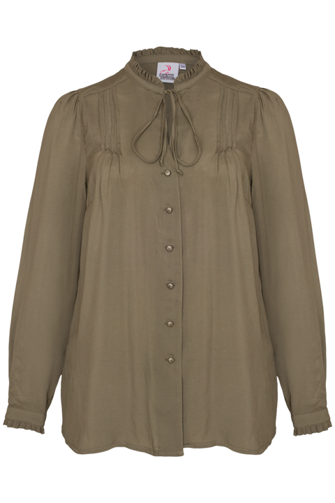 Damen Trachtenbluse Langarm oliv