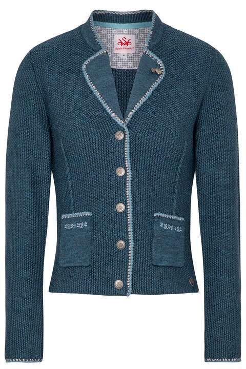 Damen Trachten Strickblazer Jeansblau