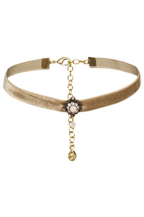 Kropfband Samt schmal Beige
