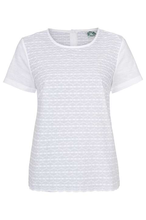 Damen T-Shirt mit Lochmusterung wei