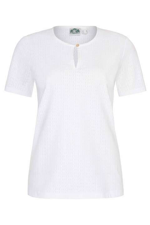 Damen Tarchten Blusen-Shirt Kurzarm weiß