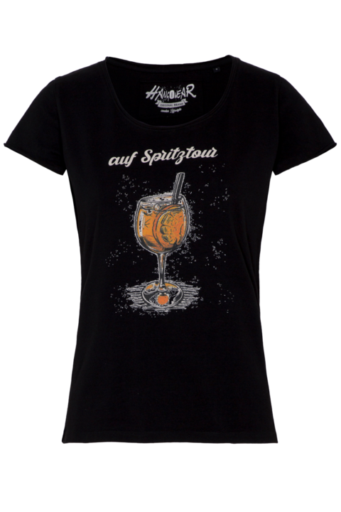Damen T-Shirt 'Spritztour' schwarz
