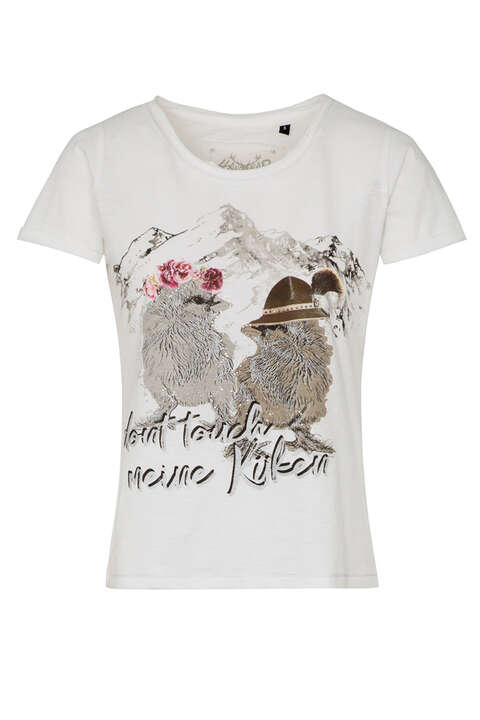 Damen T-Shirt 'Don't touch meine Kken' wei