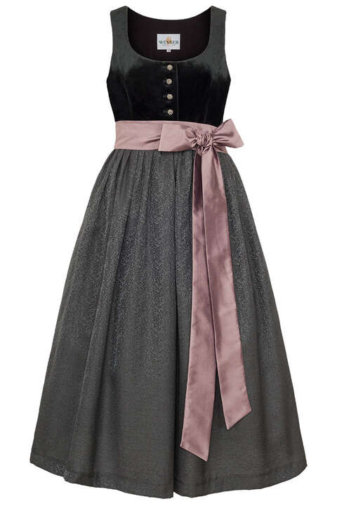 Umstands-Samt-Dirndl anthrazit rosa