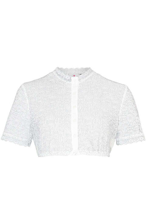 Dirndlbluse Spitze hochgeschlossen wei