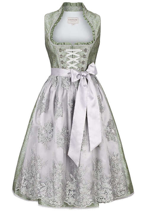 Dirndl mit Doppelschrze oliv grau