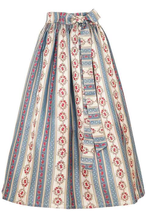 Dirndl-Schrze 85cm lang gestreift hellblau creme